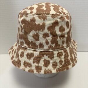 Aerie Animal Print Women's Bucket Hat One Size Tan and Ivory Beach Casual